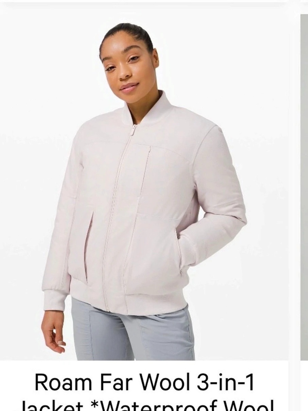 Lululemon Roam Far Wool 3-in-1 Jacket Women's Wool Bomber Jacket in Pink Size 6